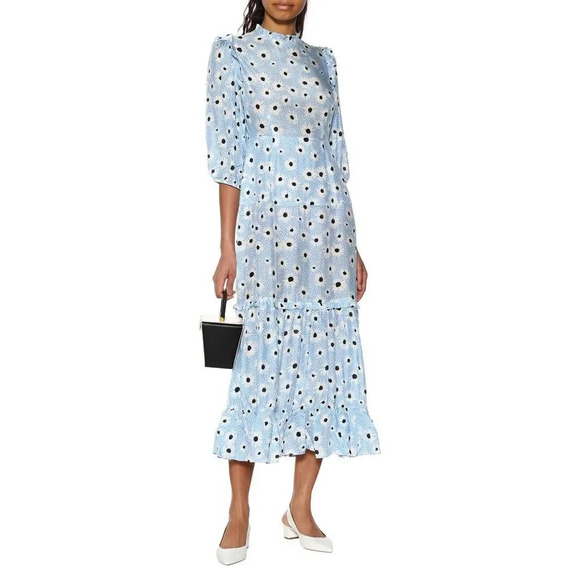 Rixo London Monet Blue Leopard Daisy Midi Dress - Picture 5 of 13